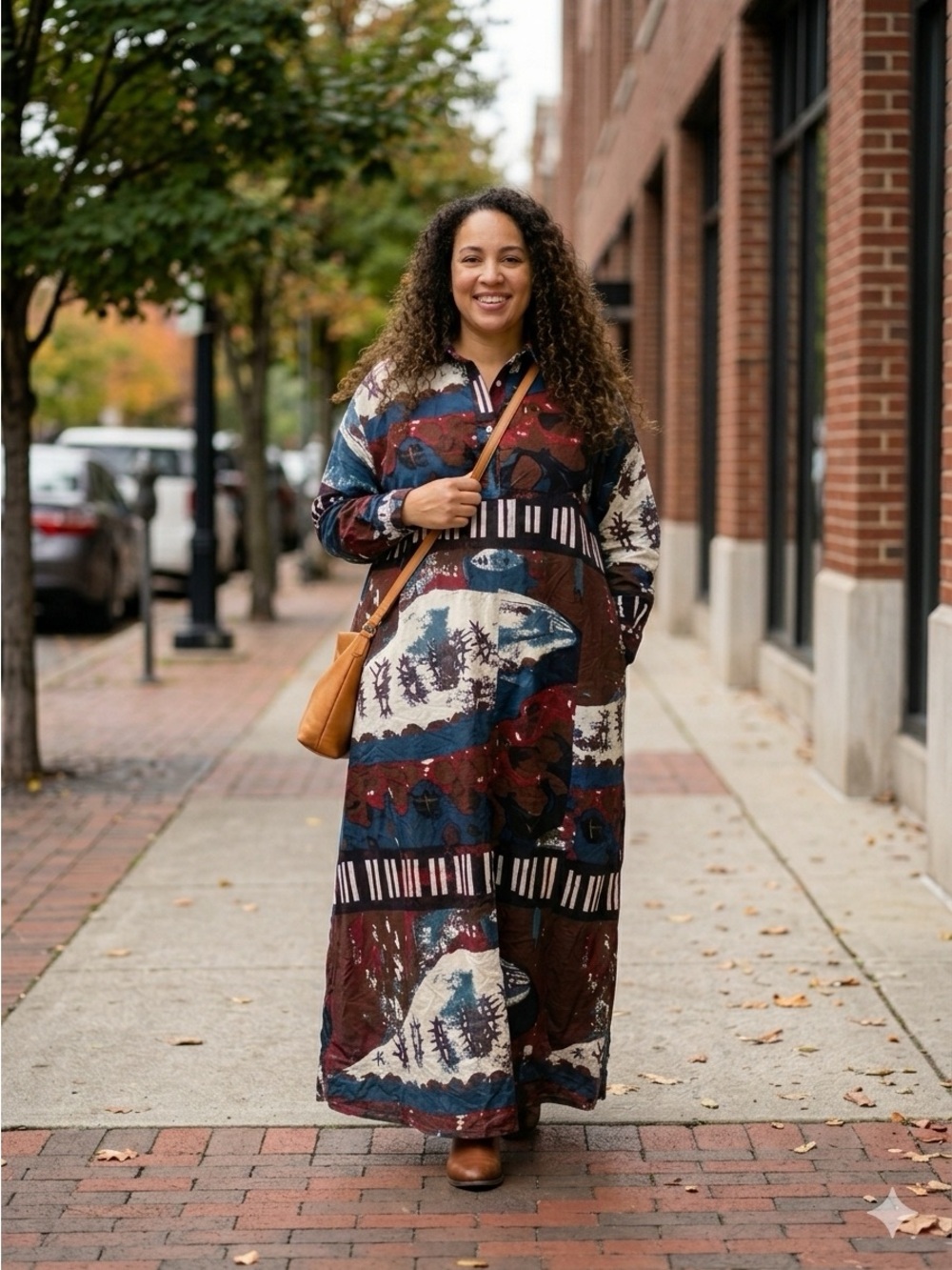 NWT Zanzea Oversized Cotton Abstract Print Maxi Dress Shirtdress XL 1X Boho Art